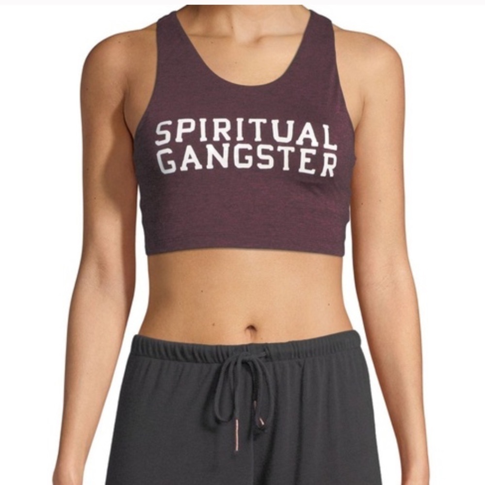 Spiritual Gangster Varsity Tech Crop Bra - Maroon